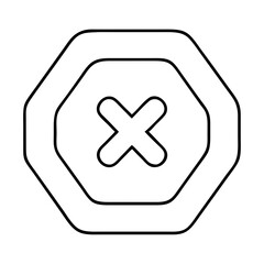 Obraz premium Stop icon design with octagon shape and cross symbol. This simple stop sign is perfect for interfaces and user experience design. Clean stop button graphic ideal for mobile apps, websites,