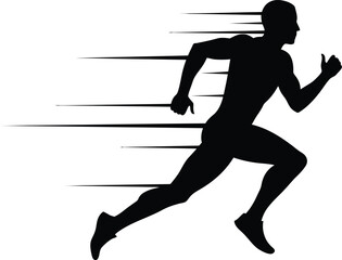Dynamic Running Man Silhouette with Speed Lines - AI Generative
