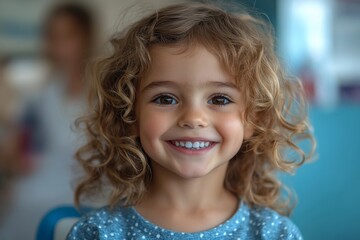 A child sitting in a dentist's chair. Generative AI