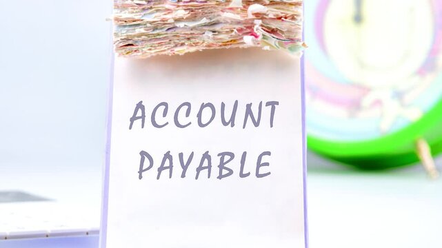 Text ACCOUNT PAYABLE appears on the desktop calendar. Business concept. Business development concept
