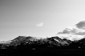 Obraz premium Photography from the Valdresflye Scenic Route, Norway, crossing the Jotunheimen Mountains, in June 2025.