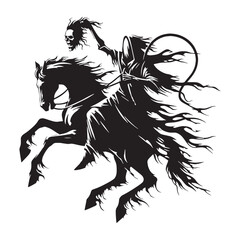 Look at This Classic Scary Dullahan Headless Rider Depiction Graphic, Carrying a Whip of Spines - dullahan silhouette - dullahan vector - silhouette of dullahan - Dullahan illustration
