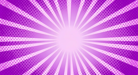 Vibrant purple comic book style background with concentric sunburst design