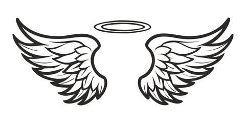 Black and white svg vector angel wings, valentine's day icon