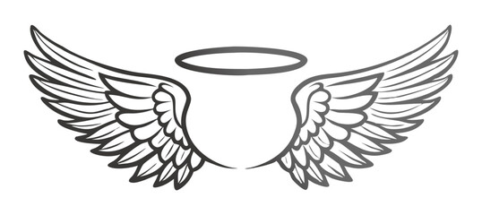 Black and white svg vector angel wings, valentine's day icon