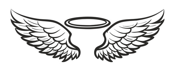 Black and white svg vector angel wings, valentine's day icon