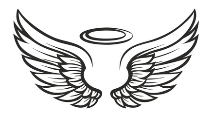 Black and white svg vector angel wings, valentine's day icon