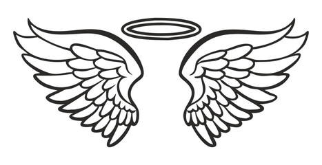 Black and white svg vector angel wings, valentine's day icon