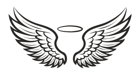 Black and white svg vector angel wings, valentine's day icon