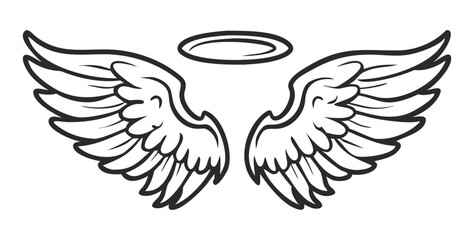 Black and white svg vector angel wings, valentine's day icon