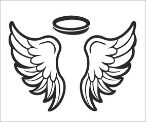 Black and white svg vector angel wings, valentine's day icon
