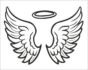 Black and white svg vector angel wings, valentine's day icon