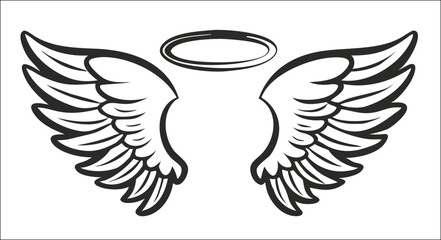 Black and white svg vector angel wings, valentine's day icon