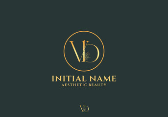 Letter Vb Beauty Logo with Flourish Ornament Luxury