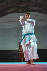 Teenage Male Performing Karate Kata Sequence