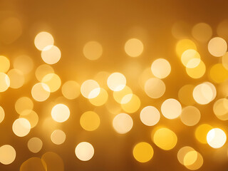 Golden abstract festive bokeh background with soft glowing lights, elegant texture, modern design pattern, and vibrant warm colour tones for wallpaper or template use – AI