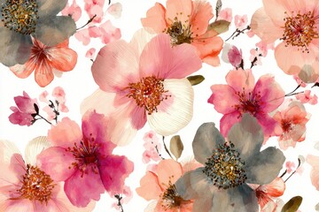 Elegant watercolor floral pattern perfect for sophisticated designs and chic prints in home decor or fashion projects