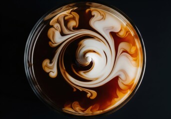 Coffee and milk abstract spiral pattern
