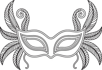 Vintage Masquerade Mask With Feather Decorations Illustration