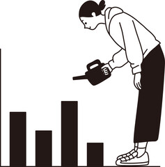 グラフ　経済　成長　女性　お金　ベクター