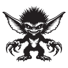 Playful Gremlin Fantasy Figure Vector, with Its Unique and Annoying Look - gremlin silhouette - gremlin vector - silhouette of gremlin - Gremlin illustration
