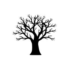 Obraz premium vector tree silhouette , bare tree with branches minimalist vector illustration