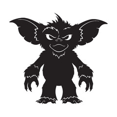Silent Vector Gremlin Quiet Little Creature Outline Figure, Moving Without a Sound - gremlin silhouette - gremlin vector - silhouette of gremlin
