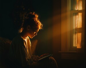 Digital Wellness for Gen Z with cinematic glow on a teen journaling offline by window, cinematic mood & lighting