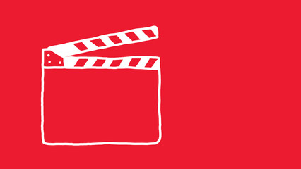 Clapper board on red background.Illustration