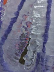 Frozen transparent ice, transparent huge icicle