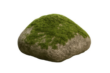 Fototapeta premium Photorealistic mossy stone rendering with transparent background, perfect for digital artwork and graphic design compositions