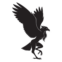 Fearsome Dark Harpy Winged Woman with Sharp Claws Silhouette Outline - harpy silhouette - harpy vector - silhouette of harpy - Harpy illustration
