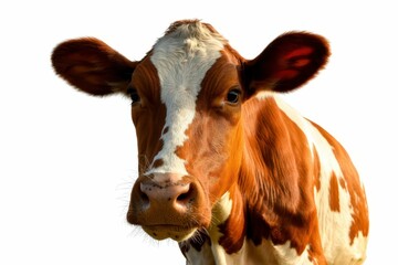 cow looking isolated on white isolated, white background
