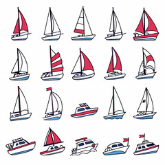set of sailing boats