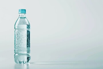 Detailed Color Image of Small Bottle of Mineral Water in Plastic Isolated on White