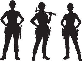 Female construction worker silhouette vector illustration