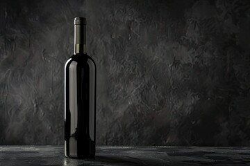 Ultra Hd Image of Empty Wine Bottle Without Label on a Dark Background