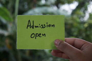 Admission open sticky note message,  Admission open message hand written on sticky notes