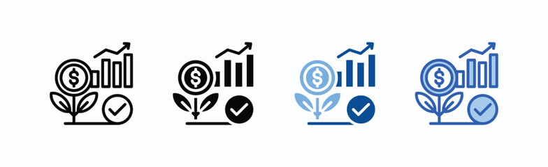 Growth icon sheet multiple style collection isolated vector