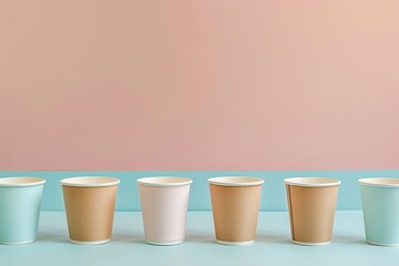 High Quality Image of Paper Cups Arrangement on Table