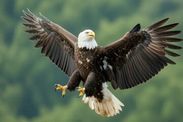 a fierce bald eagle with outstretched wings
