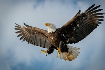 a fierce bald eagle with outstretched wings