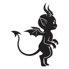 Shadowy Powerful Imp Forest Monster Graphic, with a Sense of Mischief and Danger - imp silhouette - imp vector - silhouette of imp - Imp illustration
