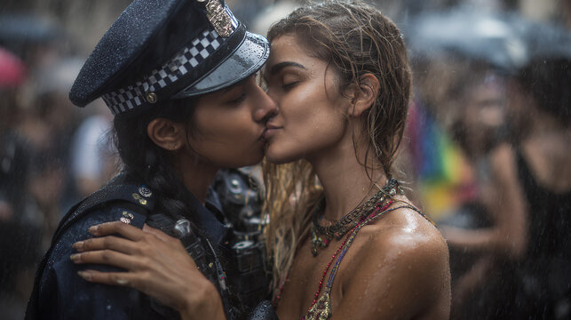 protest kiss demonstration public display of affection rain urban activism social justice