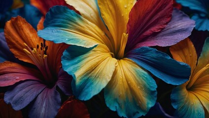 Vibrant Macro of Multicolored Flower Petals in Seamless Gradient Pattern – Abstract Nature Background