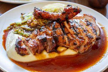 Grilled Chicken with Mashed Potatoes and Sauce