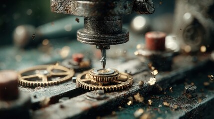 Precision crafting: Close-up of watchmaker assembling intricate clock mechanism