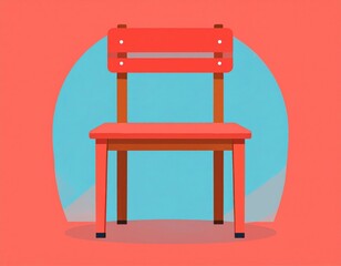 Simple Red Wooden Chair Illustration