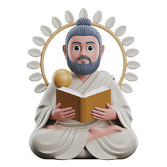 Serene Buddhist Monk in Lotus Position Illustration