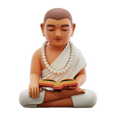Serene Buddhist Monk Meditating with Prayer Beads